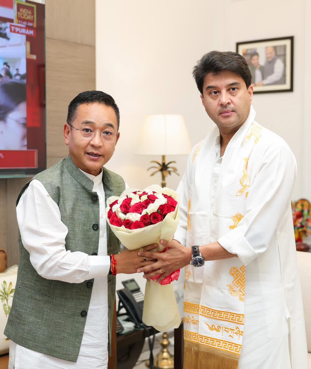 Sikkim CM Meets Union Minister Scindia, Discusses Development Priorities